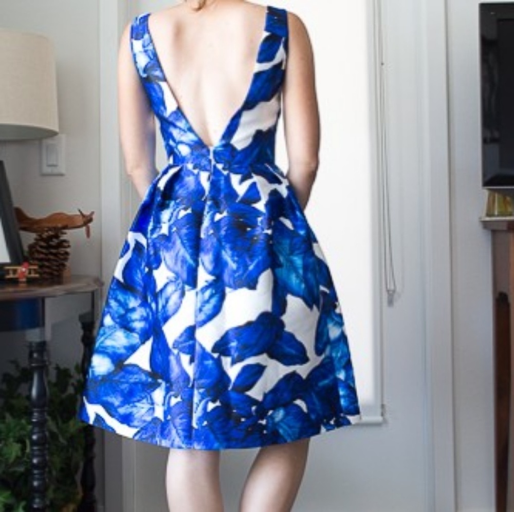 Blue and white palm frawn dress from modcloth - Picture 4 of 7
